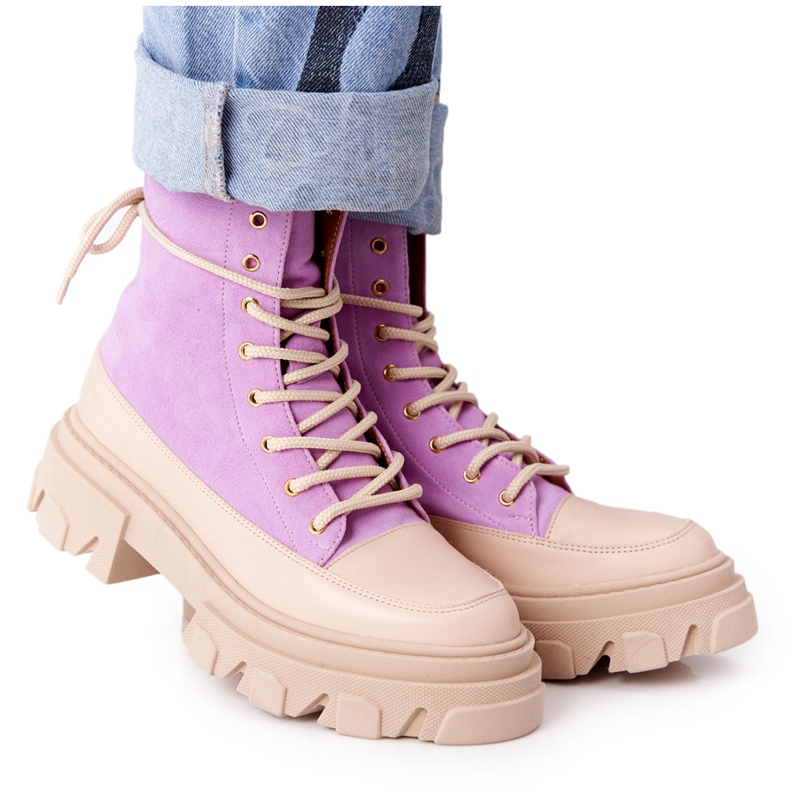 Stivaletti scamosciati Workery Lewski Shoes 3007-0 Viola beige