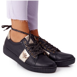 Sneakers da donna in pelle Lewski Shoes 2786-0 Nero-Oro d'oro