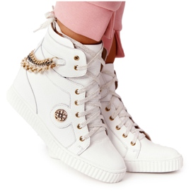 Sneakers con zeppa in pelle Lewski Shoes 3004-0 Bianco
