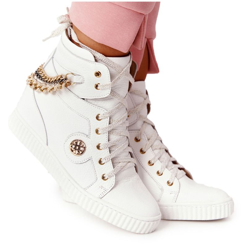 Sneakers con zeppa in pelle Lewski Shoes 3004-0 Bianco bianca