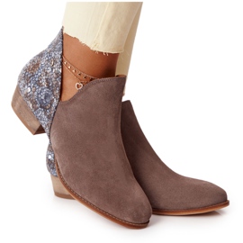 Stivali da donna in pelle Maciejka Dark Beige 04091-65