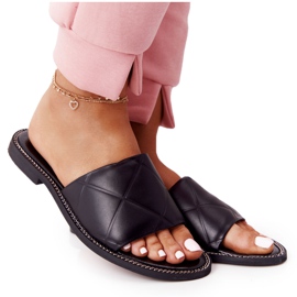 Ciabatte In Pelle Con Trapunta Nicole 2650 Nere nero