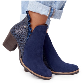 Stivali da donna in pelle con tacco alto Maciejka Blu navy 04833-17