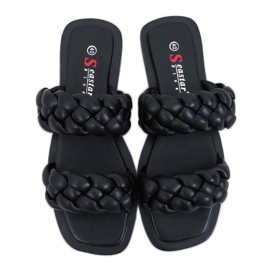 Nero JH200 Pantofole nere con strisce intrecciate
