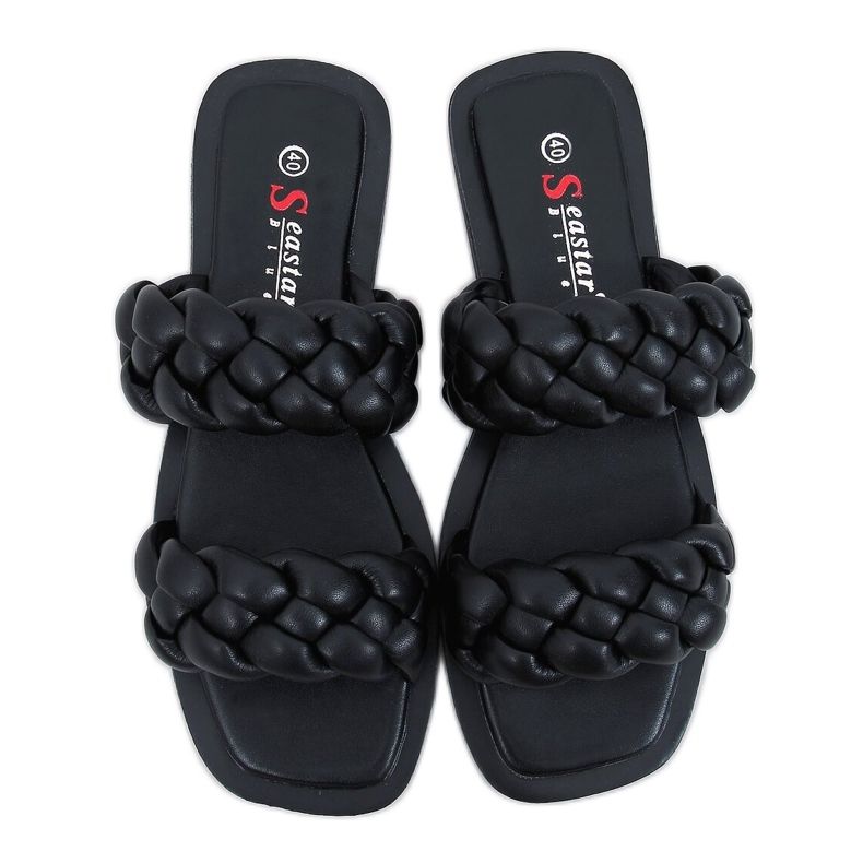 Nero JH200 Pantofole nere con strisce intrecciate