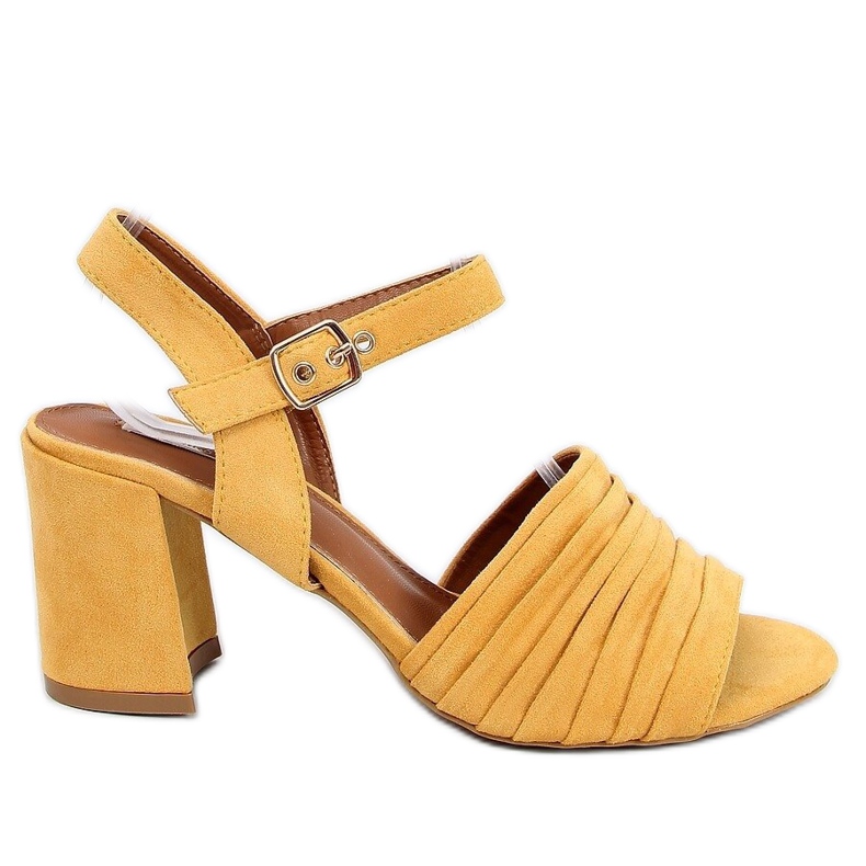 Sandali con tacco miele 1L-19267 Giallo
