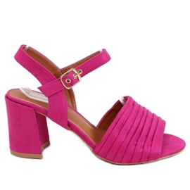 Sandali con tacco alto fucsia 1L-19267 Fucsia rosa