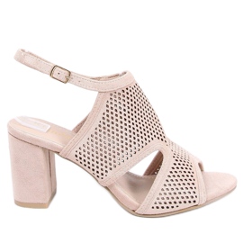 Sandali beige con tacco alto F1877 Beige