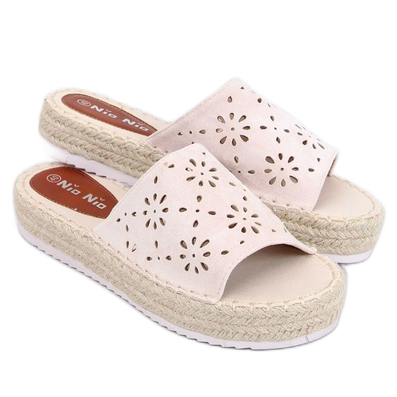 Pantofole espadrillas traforate beige 99-62A Beige