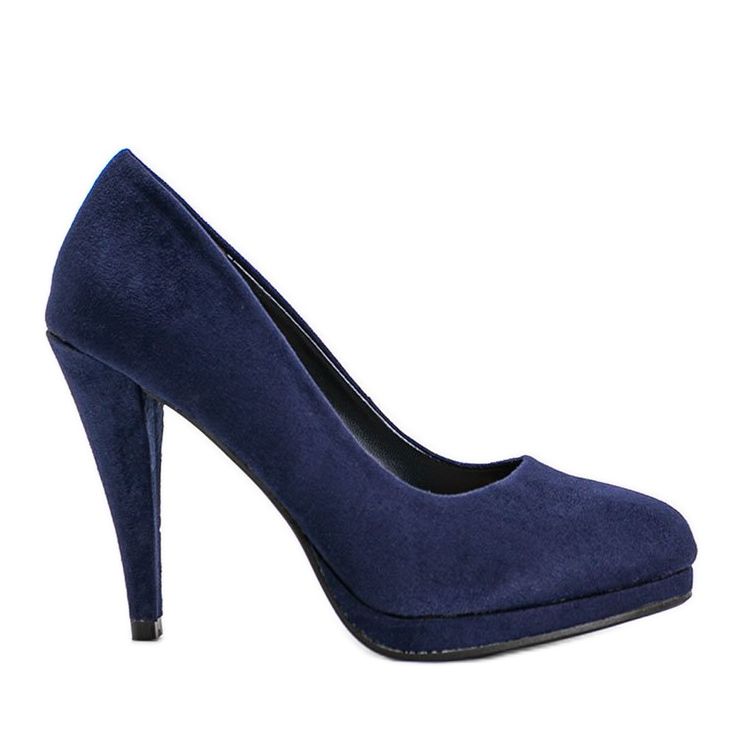 Décolleté in ecopelle scamosciata blu navy sulla piattaforma Chana