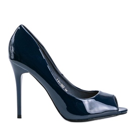 Décolleté blu laccate su tacco Luke