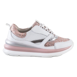 ARTIKER Sneakers in pelle bianca e rosa bianco