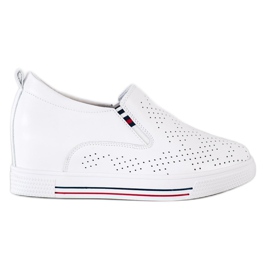 Filippo Scarpe con zeppa in pelle bianco