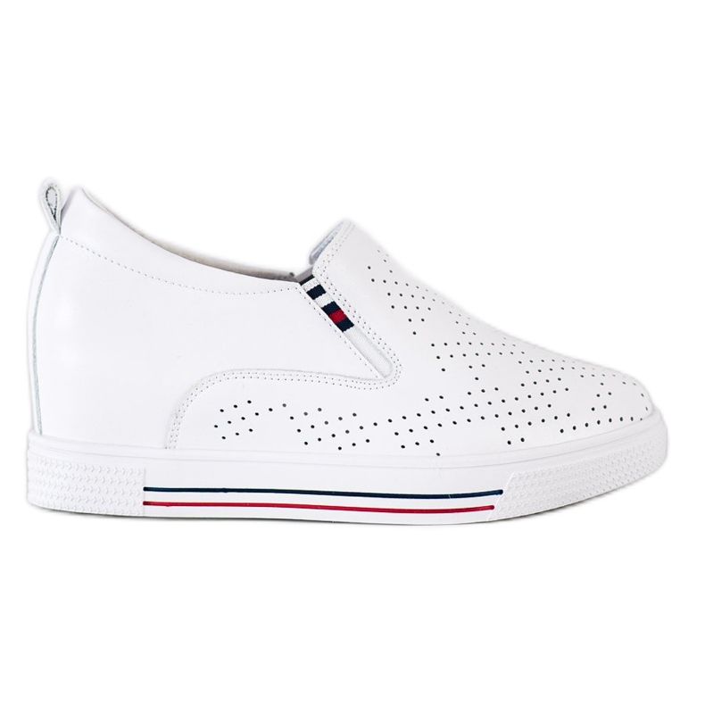 Filippo Scarpe con zeppa in pelle bianca