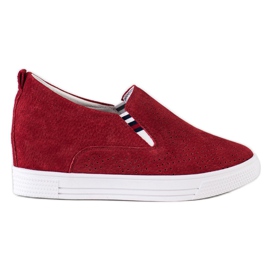 Filippo Scarpe con zeppa in pelle rosso