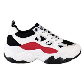 SHELOVET Sneakers con lacci alla moda bianco nero rosso argento