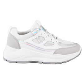 SHELOVET Scarpe da ginnastica alla moda bianco argento grigio