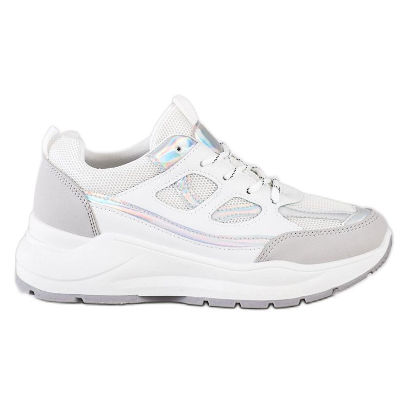 SHELOVET Scarpe da ginnastica alla moda bianca d'argento grigio
