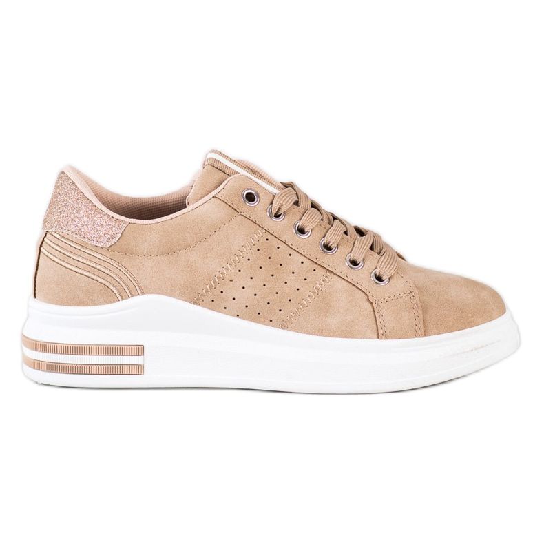 SHELOVET Sneakers in ecopelle beige d'oro