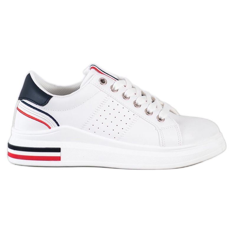 SHELOVET Sneakers in ecopelle bianca rosso blu navy