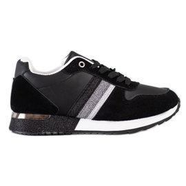 SHELOVET Sneakers Nere Con Platform Glitter nero argento