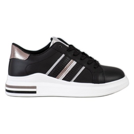 SHELOVET Scarpe sportive nere casual nero argento