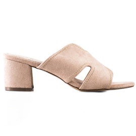 S. BARSKI Eleganti pantofole in pelle scamosciata beige d'oro