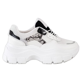 SHELOVET Sneakers Alla Moda Con Glitter bianca nero d'argento
