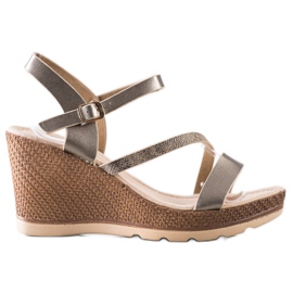 Sabatina Sandali argento con zeppa beige