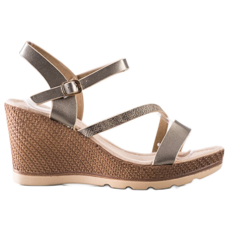 Sabatina Sandali argento con zeppa beige