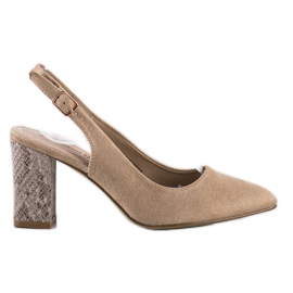 Goodin Décolleté in pelle scamosciata con tacco ricoperto beige