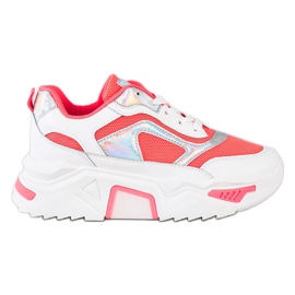 SHELOVET Sneakers Sulla Piattaforma Con Mesh bianco rosso
