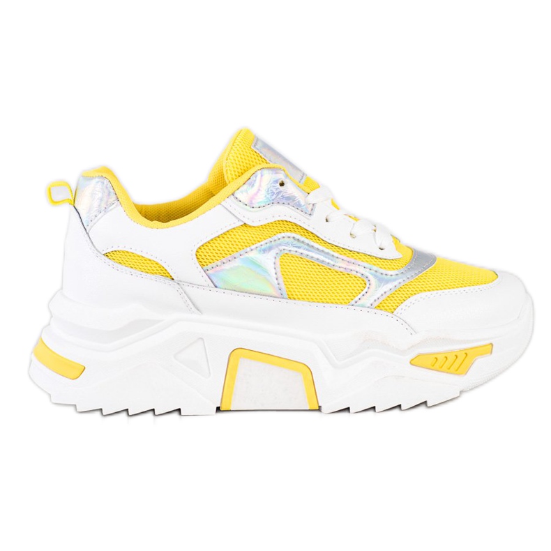 SHELOVET Sneakers Sulla Piattaforma Con Mesh bianca d'argento giallo