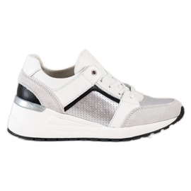Goodin Sneakers in pelle bianca e argento bianco nero grigio