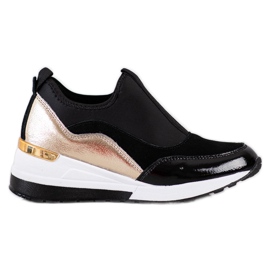 Goodin Sneakers con zeppa in pelle nero d'oro