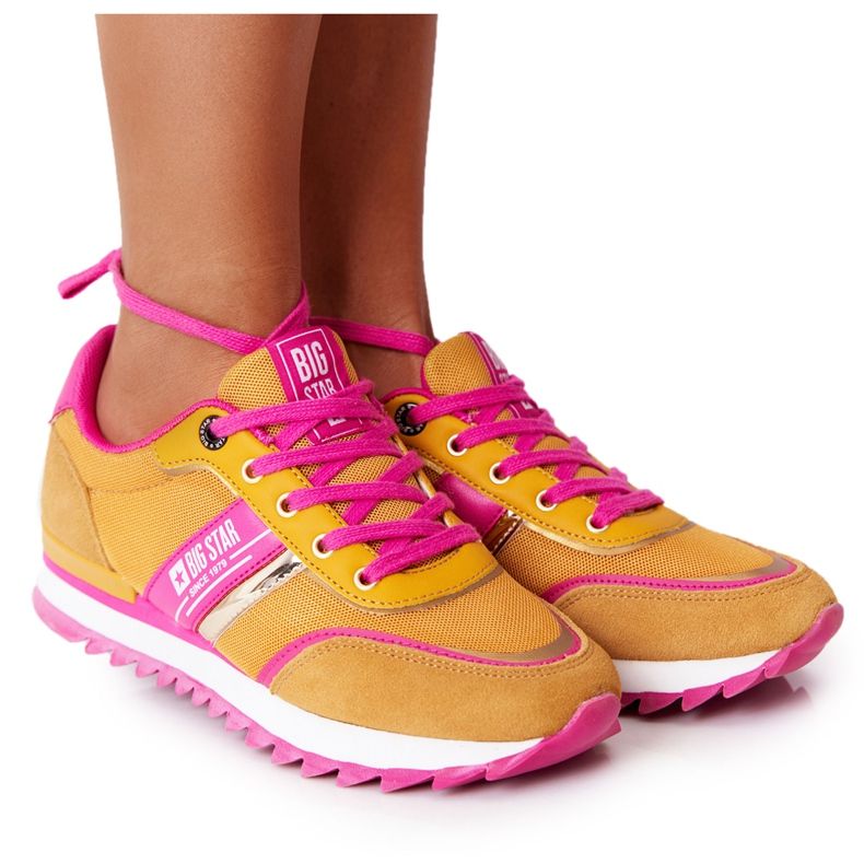 Scarpe sportive da donna Memory Foam Big Star HH274273 Giallo rosa