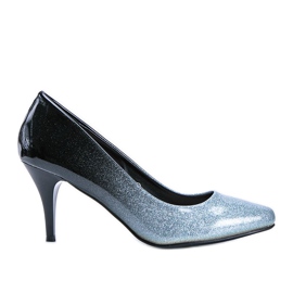Décolleté Katharine glitter nere e blu nero d'argento