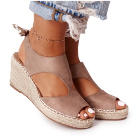 EVE Sandali con zeppa Mykonos beige con trecce