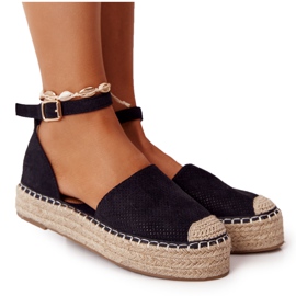 MSMG Espadrillas Sulla Piattaforma Di Paglia Nere Bali nero