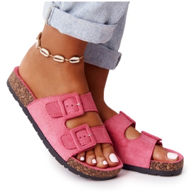 MSMG Pantofole in pelle scamosciata rosa Jennifer su suola in sughero