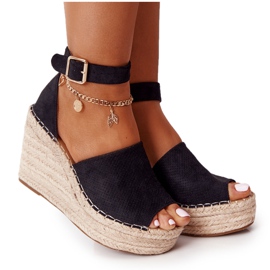 MSMG Sandali con zeppa Makenna neri con trecce nero