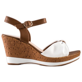 Sandali alla moda con zeppa Sergio Leone bianco marrone