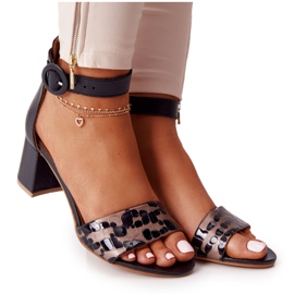 Sandali Tacco Alto Pelle Maciejka 04141-46 Nero-Oro