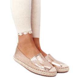 Espadrillas in pelle su suola intrecciata Big Star HH274503 Golden d'oro
