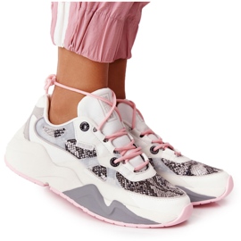 Scarpe sportive da donna Memory Foam Big Star HH274326 Bianco bianca rosa multicolore