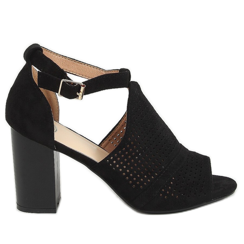 Sandali neri open toe con tacco CZ-10220 Black nero