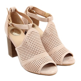Sandali beige open toe con tacco CZ-10220 Beige