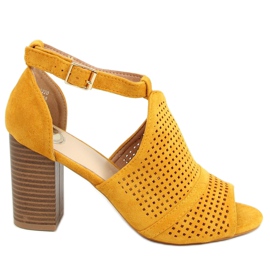 Sandali open toe con tacco alto CZ-10220 Giallo