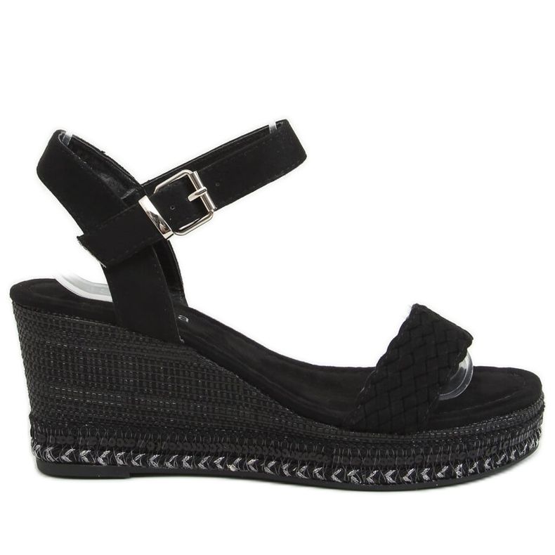 Nero LL-31 Sandali neri con zeppa