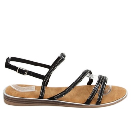 Sandali con zirconi neri SM0023 Black nero
